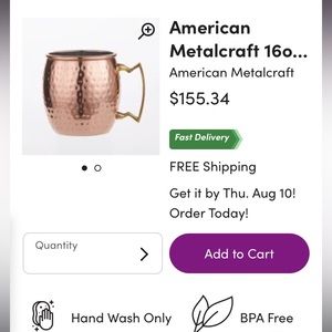 Set of 2 American Metalcraft Moscow Mule Mugs 16oz Copper Hammered